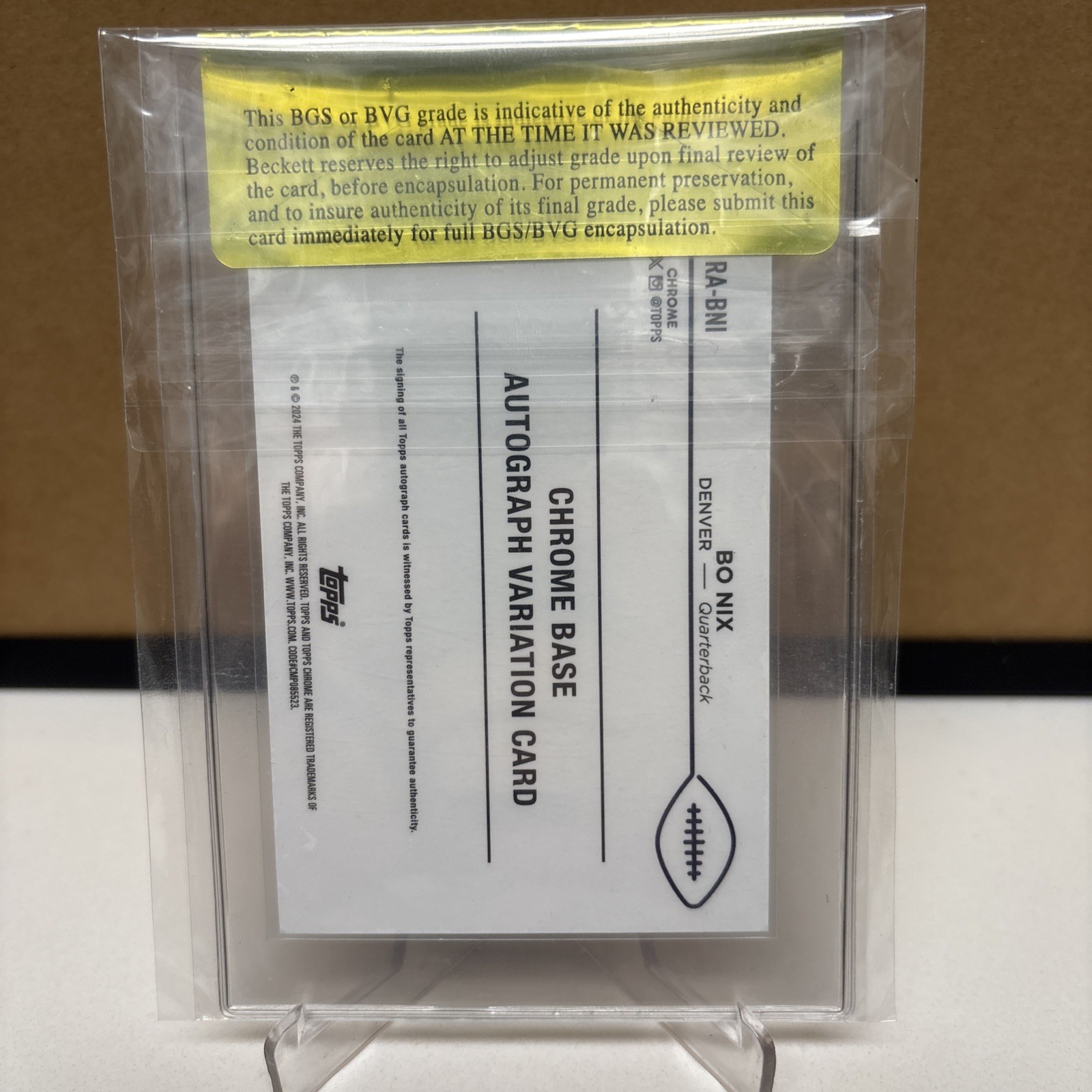 2024 Topps Chrome – Rookie Autographs Bo Nix /99 Beckett 9.5/10 Raw Review