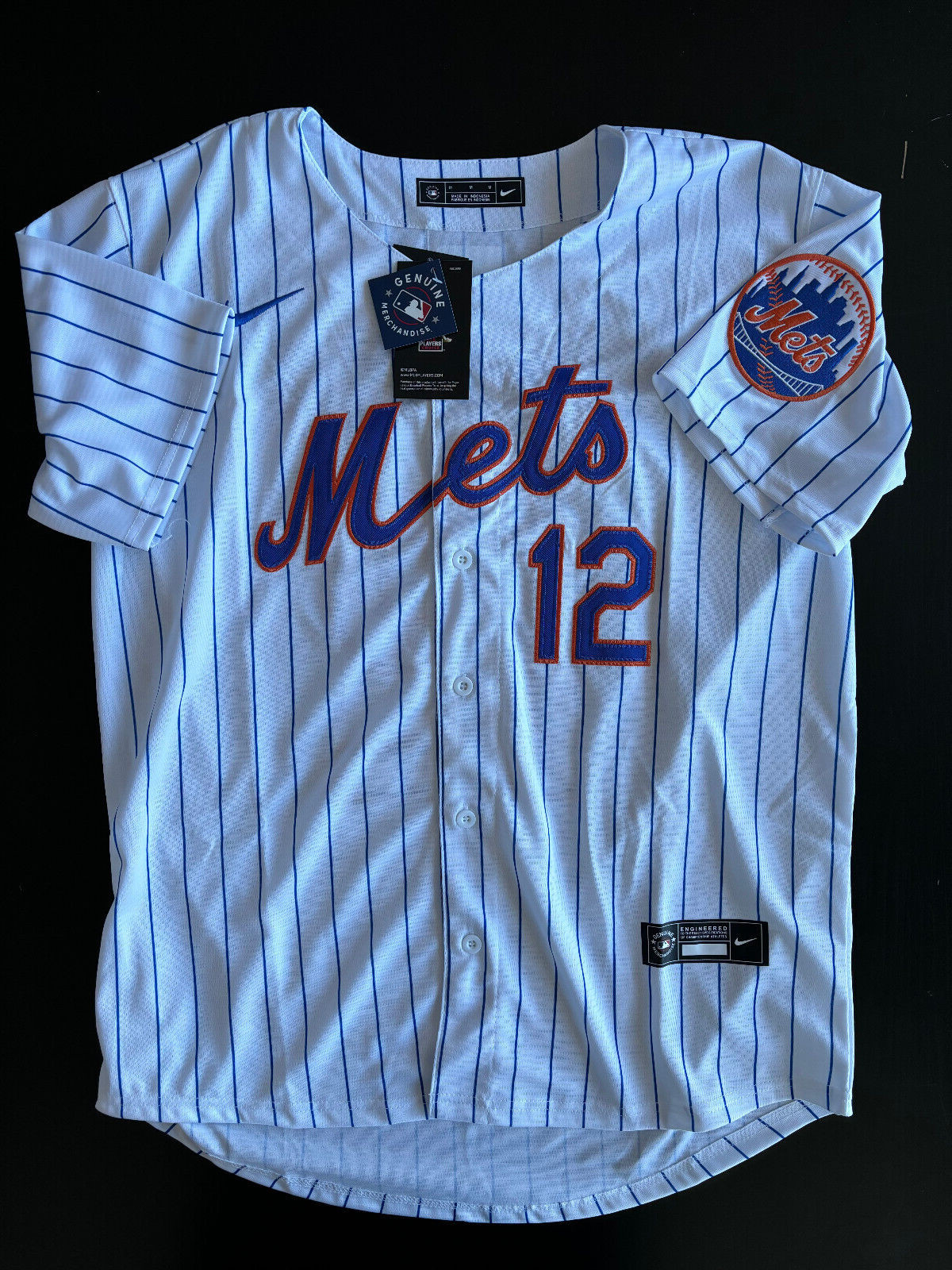 Francisco Lindor #12 Men’s New York METS White Flex Baseball Jersey MEDIUM – NWT