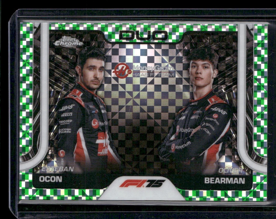 2025 Topps Chrome F1 #170 Esteban Ocon / Oliver Bearman Green Checker Ref /99