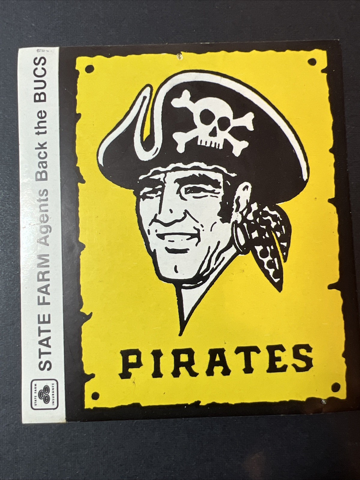 Pittsburgh Pirates VTG 1970s NOS Sticker Decal STATE FARM INSURANCE Promo 3.5×4