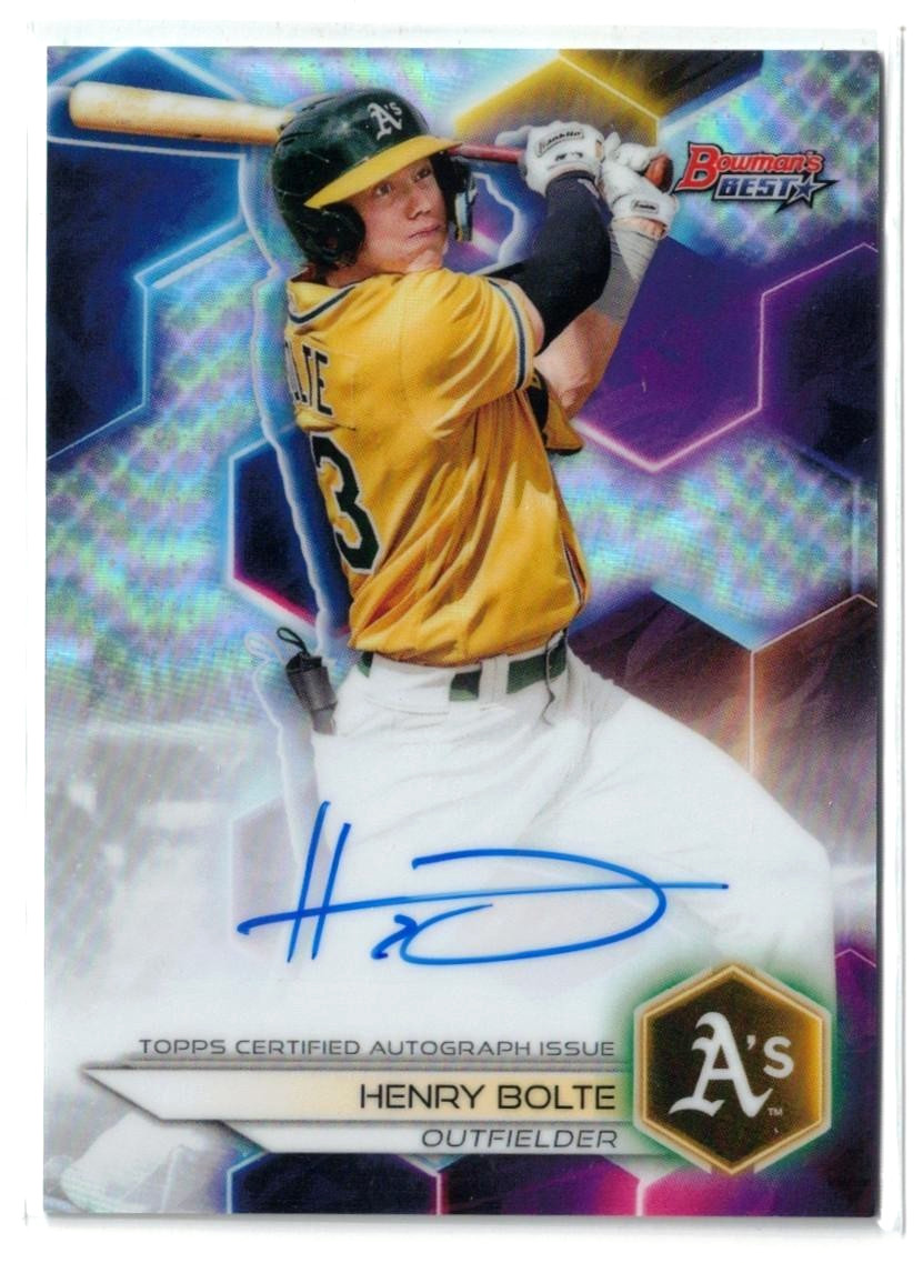 2023 Bowman’s Best REFRACTOR RC AUTO Henry Bolte! Athletics! Rookie! Autograph!