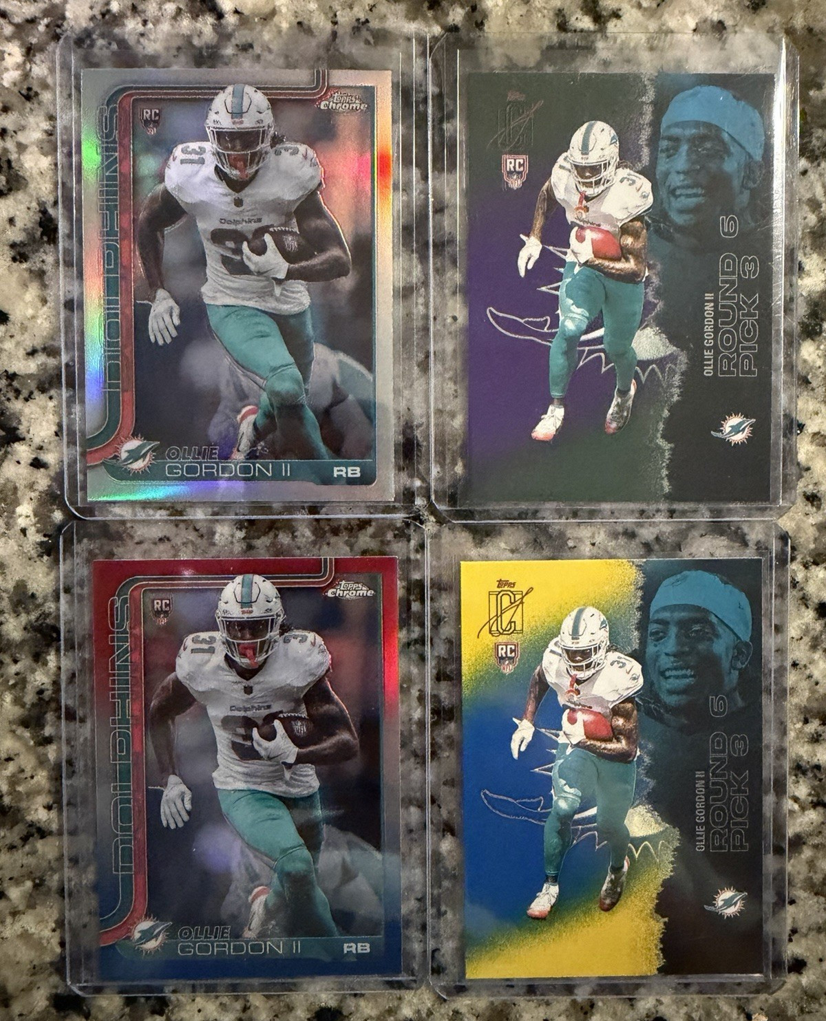Ollie Gordon Rookie Lot Red White and Blue, Refractor, Yellow, Green