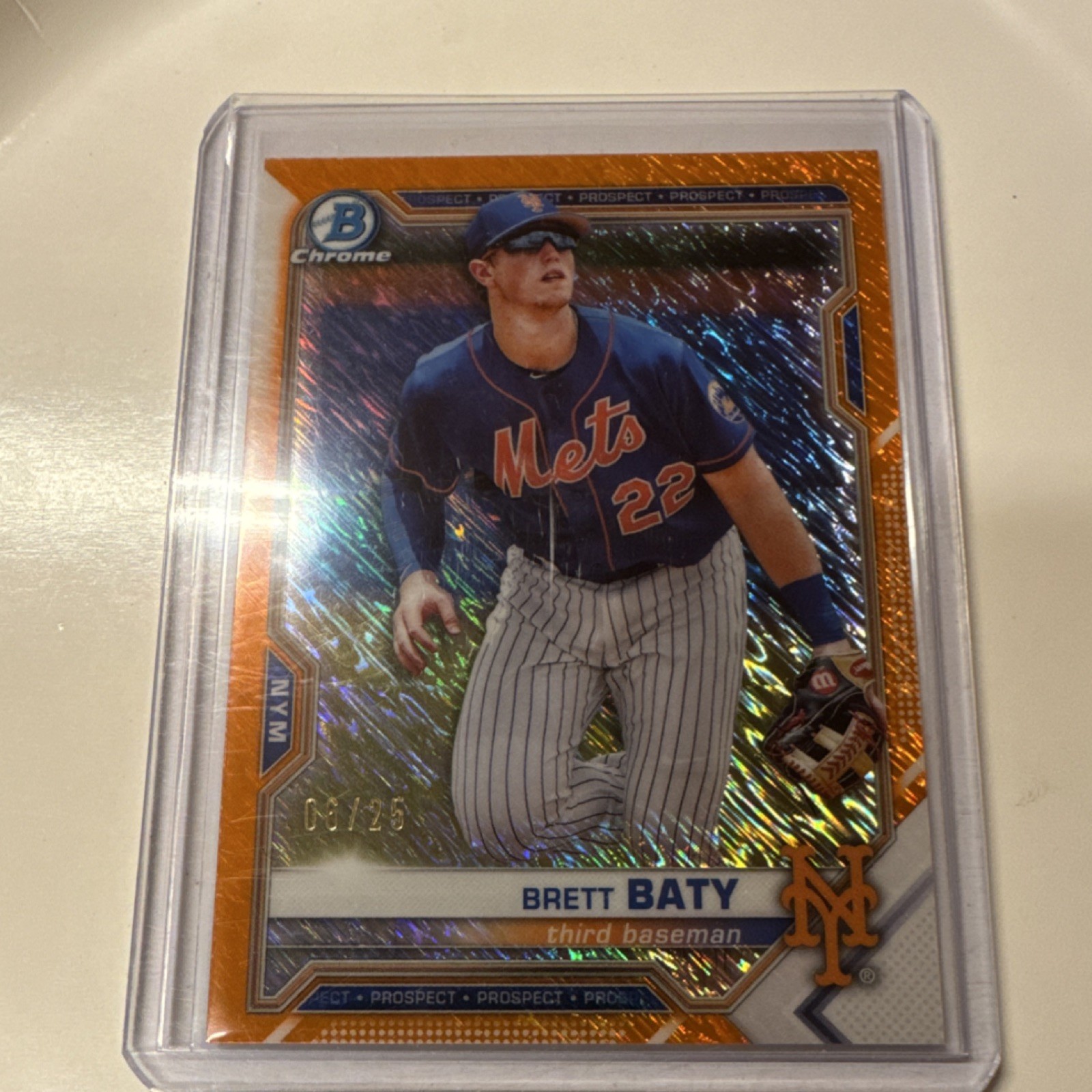 2021 Bowman Chrome Brett Baty Orange Shimmer Refractor /25 BCP-67 Mets