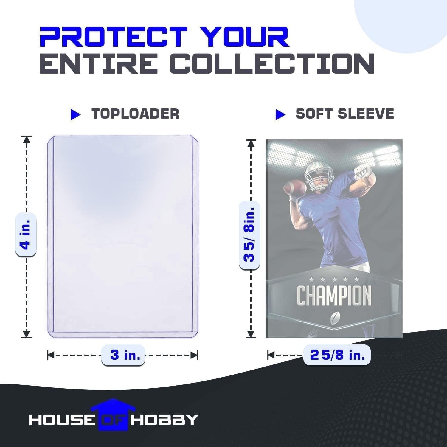 200ct 3×4 Toploaders & 200x Sleeves For Standard 35pt Trading Cards (2* 100pack)