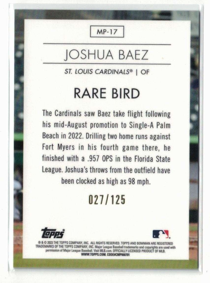2023 Bowman Modern Prospects AQUA RC Joshua Baez #MP-17! Cardinals! Rookie /125