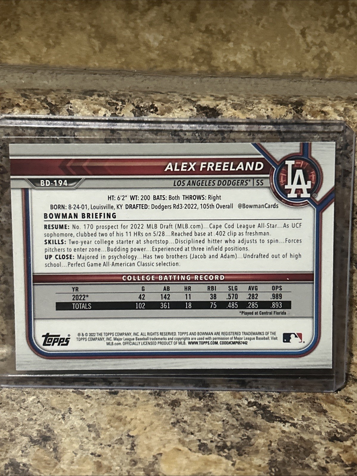 2022 1st Bowman Paper 1st Edition Yellow /75 Alex Freeland