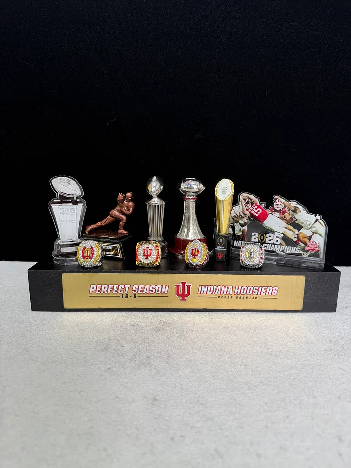 2025-26 Indiana Championship 4 Metal Trophy & Acrylic Trophy & 4 Rings With Case