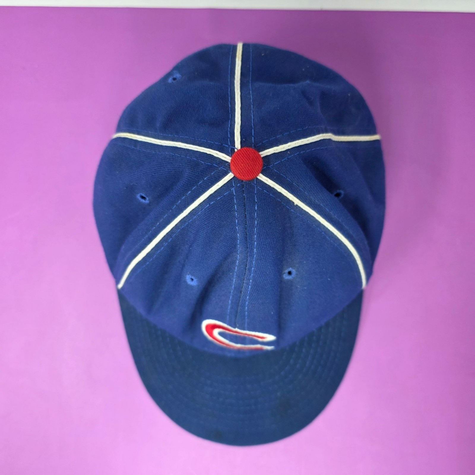 Vintage MLB Chicago Cubs Hat Annco Blue Red White Baseball Cap Made In USA 7 1/2