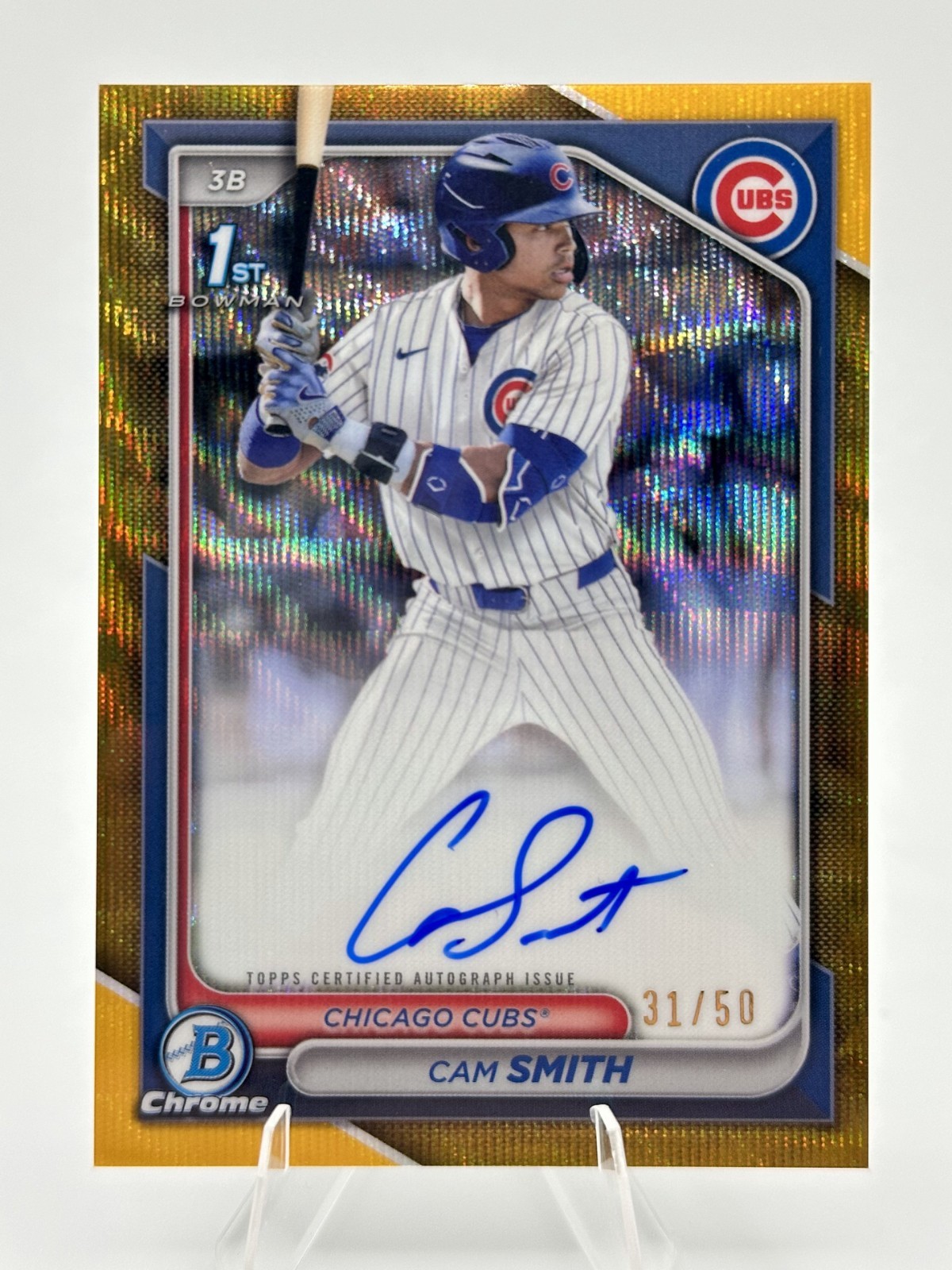 2024 Bowman Draft CAM SMITH #CPA-CS 1st Chrome Gold Wave Auto /50