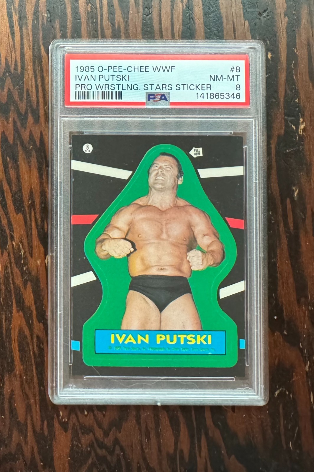 Ivan Putski 1985 O-Pee-Chee WWF Sticker #8 – PSA 8 – Only 1 ever graded higher!!
