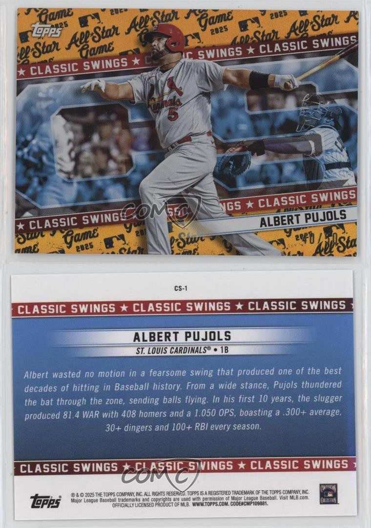 2025 Topps All-Star Game Classic Swings Gold Foil 40/50 Albert Pujols #CS-1 3hd