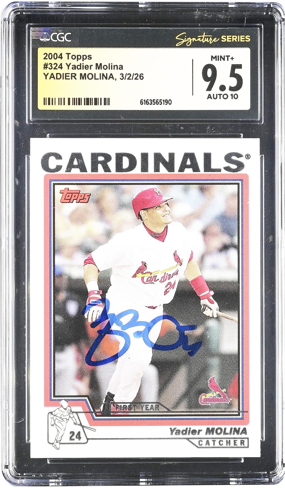 Yadier Molina Cardinals Signed 2004 Topps #324 CGC Fanatics 9.5/10 Rookie Card