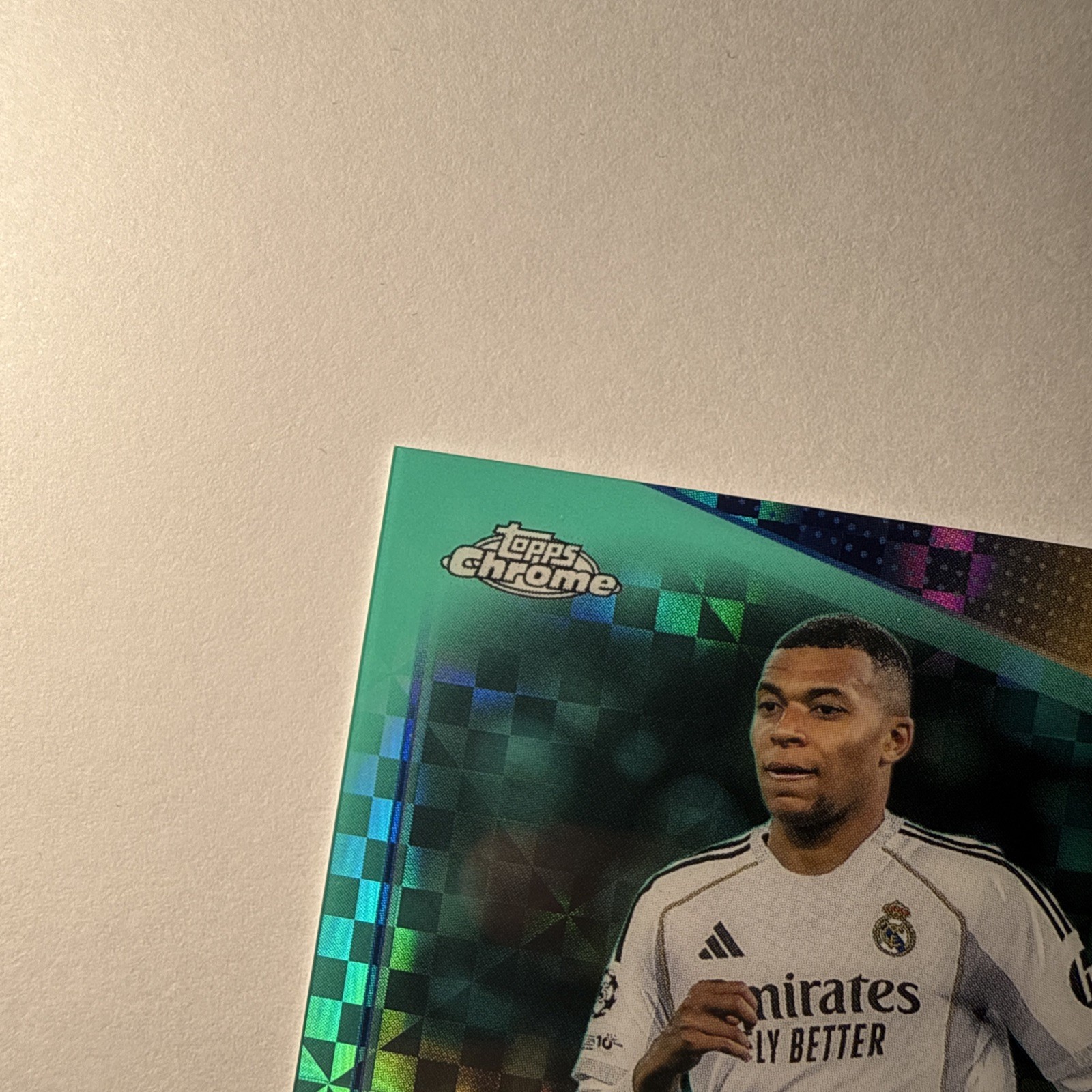 Kylian Mbappe 074/199 Aqua Xfractor 25-26 Topps Chrome UEFA #112 Real Madrid
