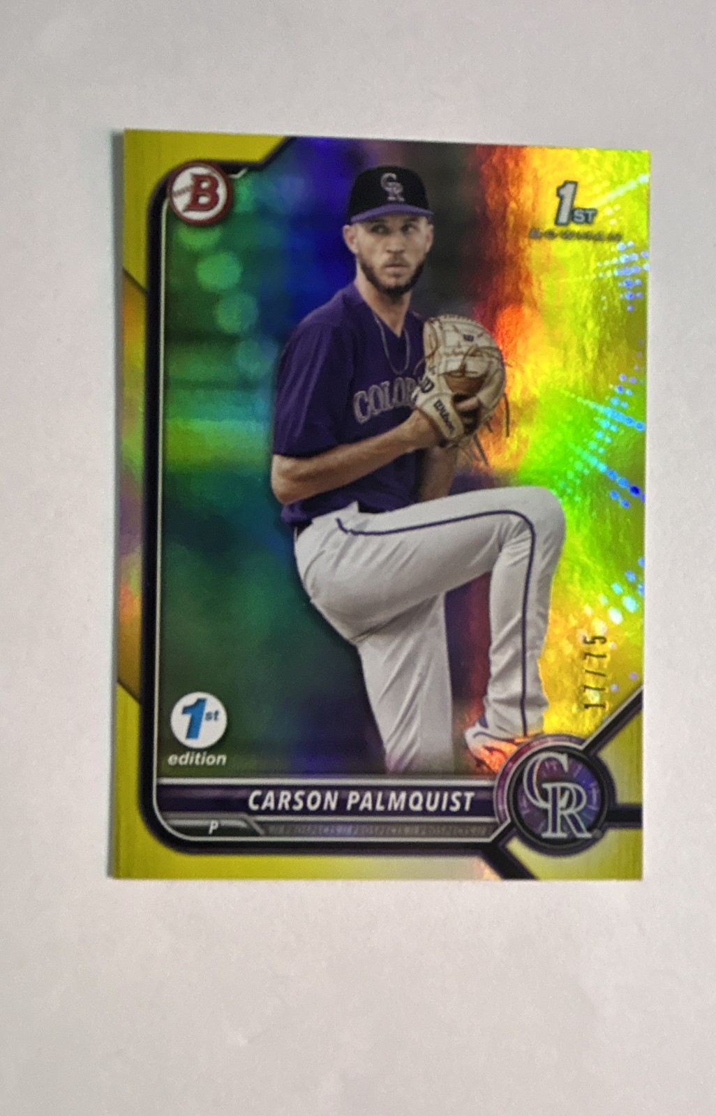 2022 Bowman Draft 1st Edition – Carson Palmquist #BD-31 Yellow Foil /75 (RC)