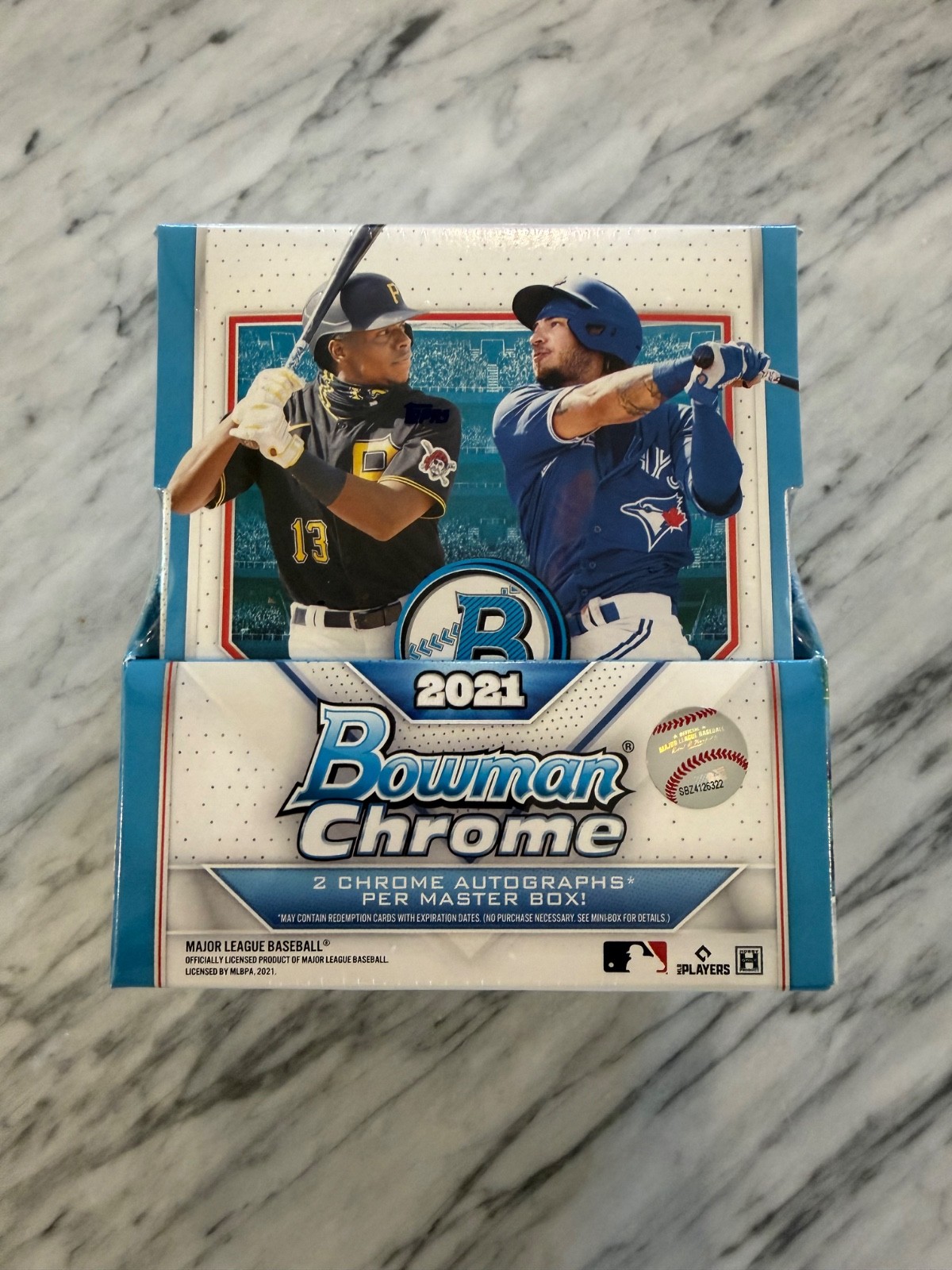 2021 Bowman Chrome Baseball Factory Sealed Hobby Box (2 Autographs)