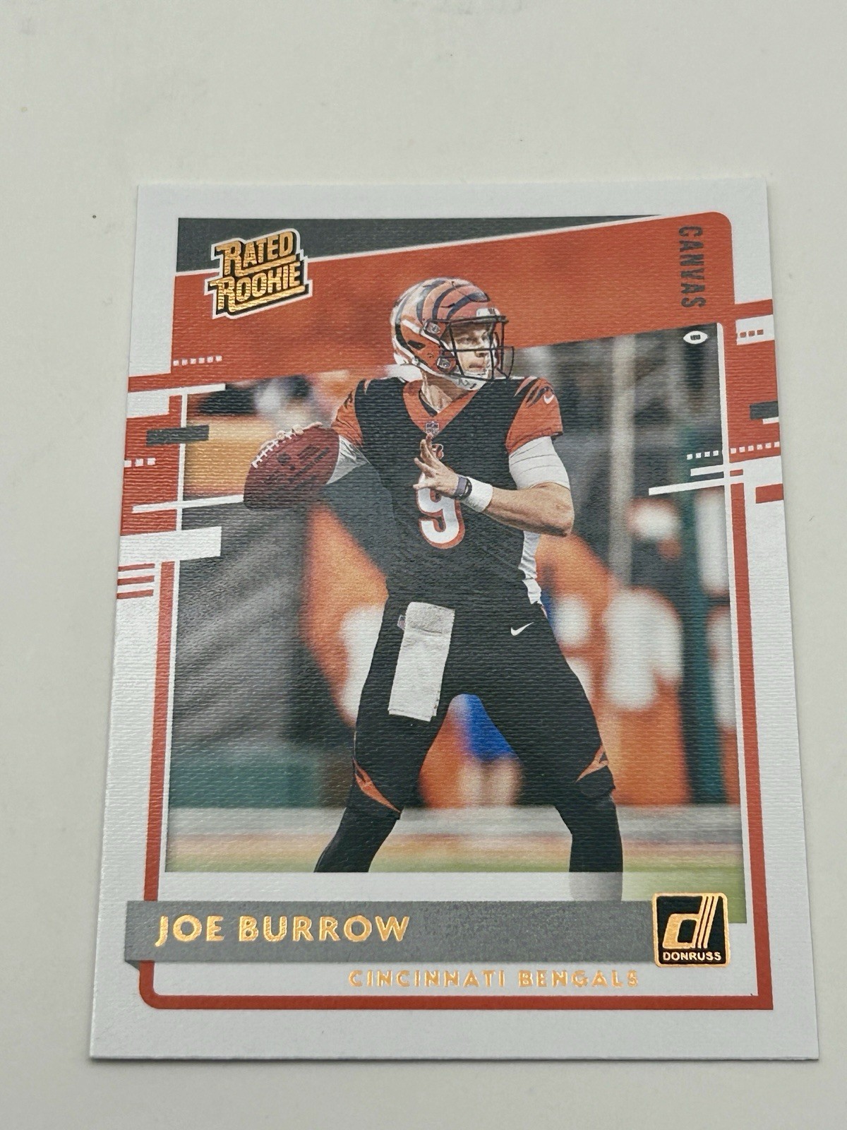 2020 Panini Donruss Rated Rookie Joe Burrow #301 Canvas (RC) Cincinnati Bengals