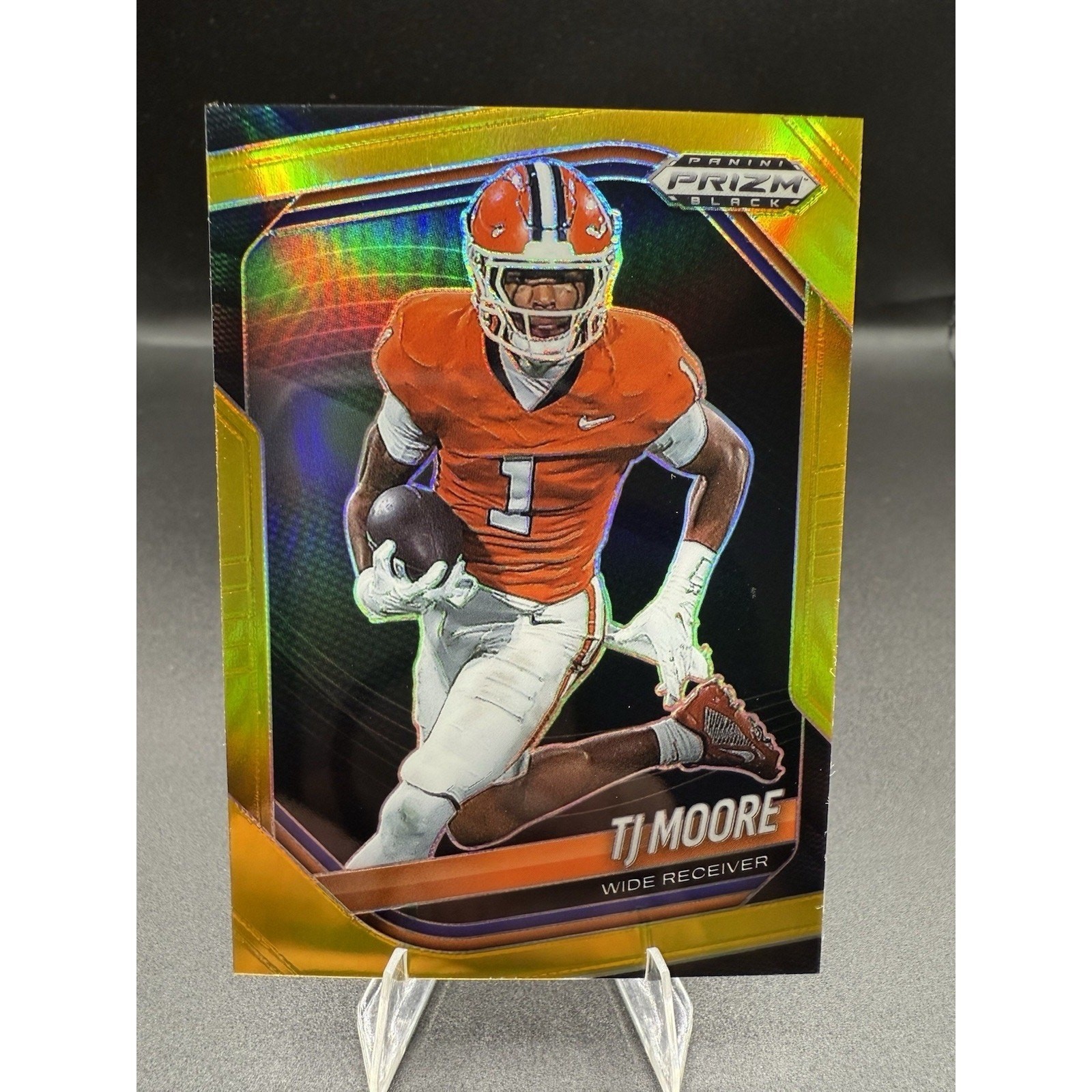 2025 Panini Prizm Black #162 T.J. Moore Prizms Gold #/10
