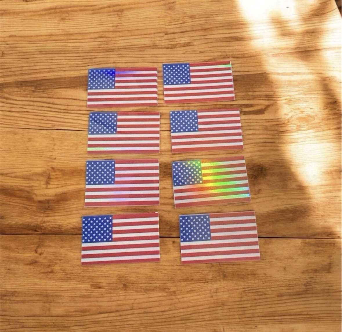 8 Mini USA Chrome Flag Decals American Flag Full Size Football Helmets 1″x1.75″