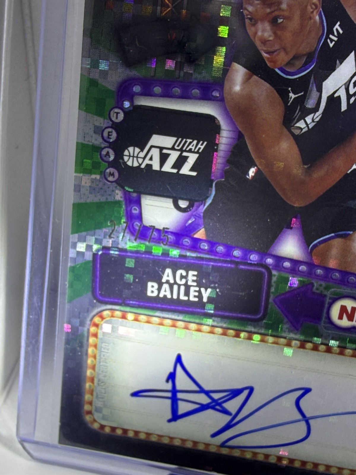 2026 Topps NBA HOOPS Rookie First Signs Auto ACE BAILEY Light Burst Green /75 RC