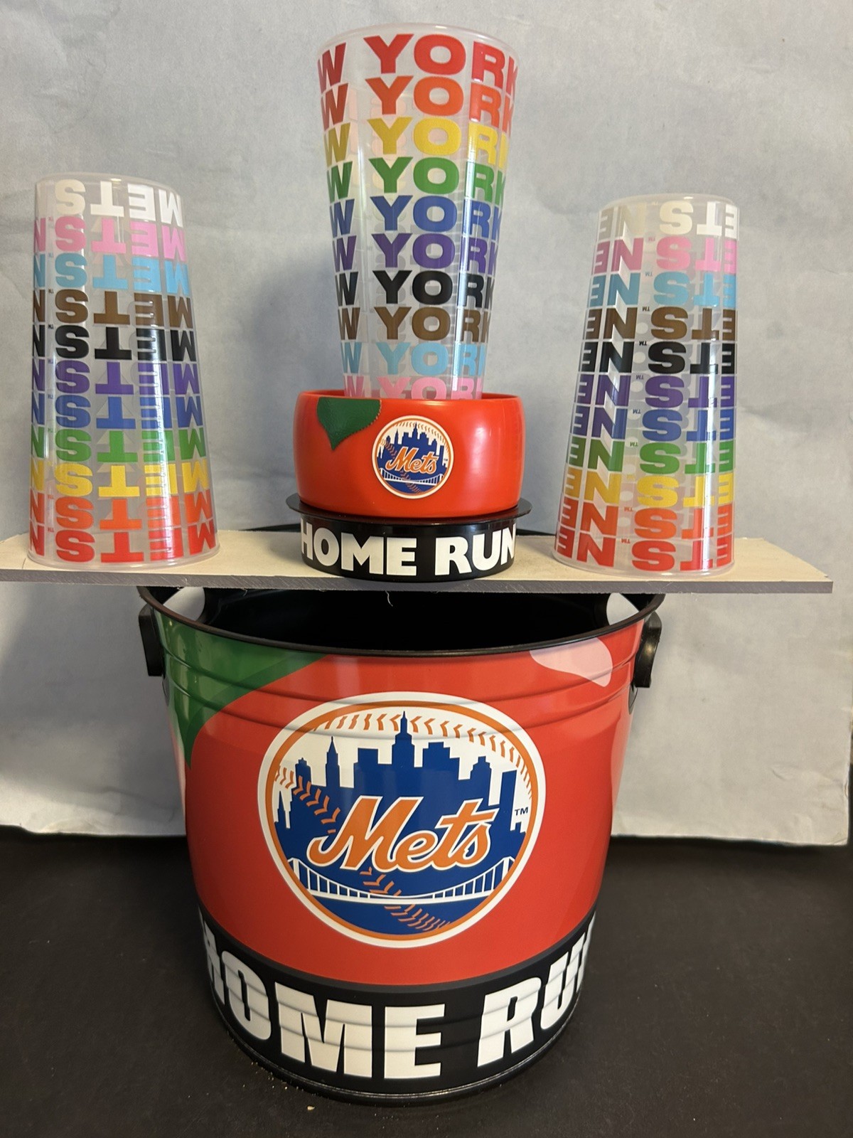 PRIDE NYC New York Mets Home Run Apple – Popcorn Tub , ICE CREAM BOWL , 3 Cups