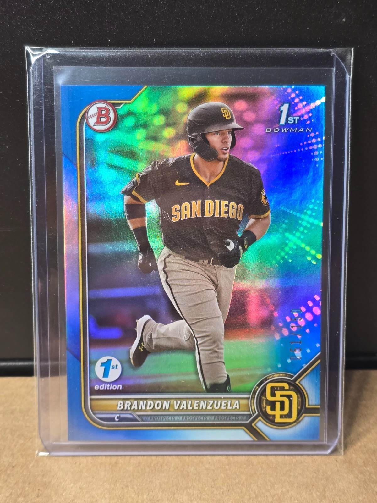 2022 Bowman 1st Edition Brandon Valenzuela #BPPF-28 Blue Foil #51/150