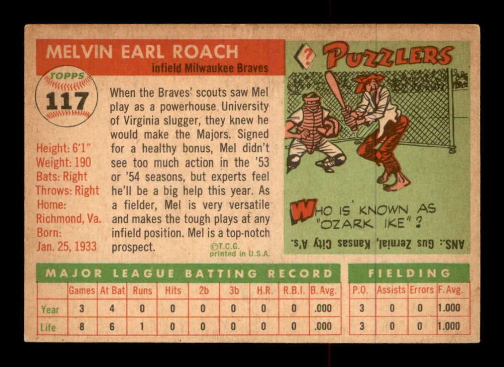 1955 Topps #117 Mel Roach EX/EX+ X2805037