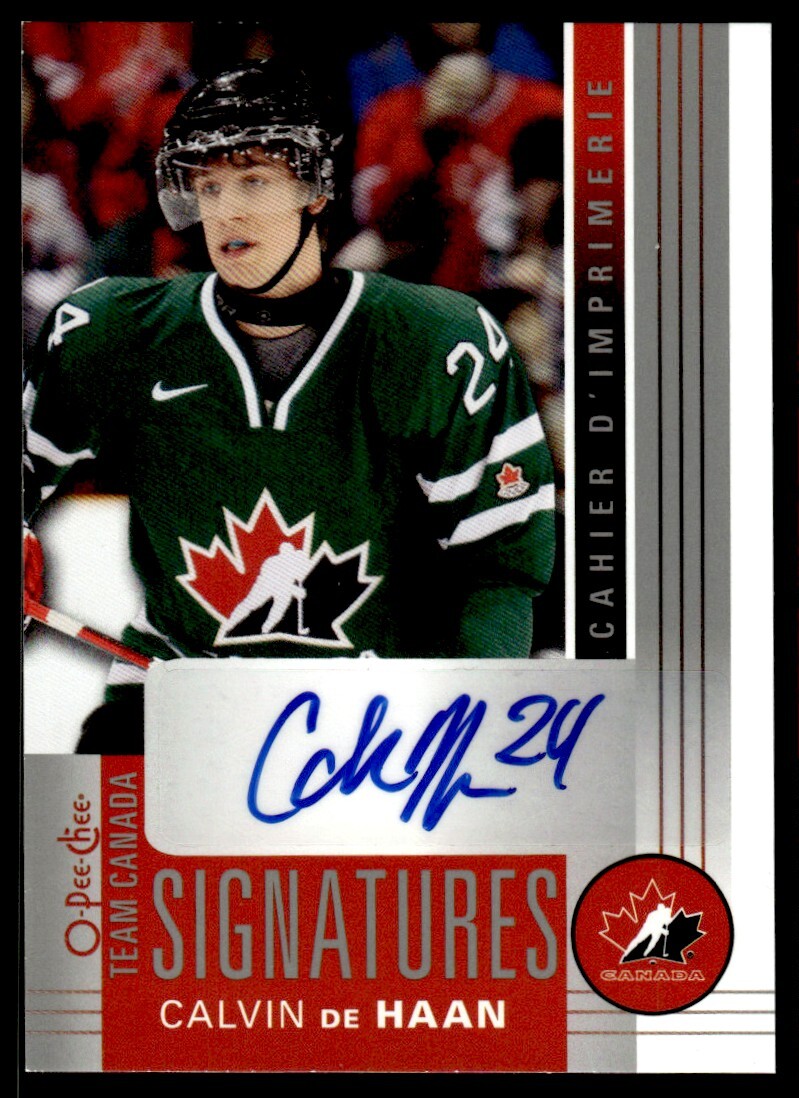 2013-14 O-Pee-Chee Team Canada Signatures Calvin de Haan Auto Canada #TC-CD R8