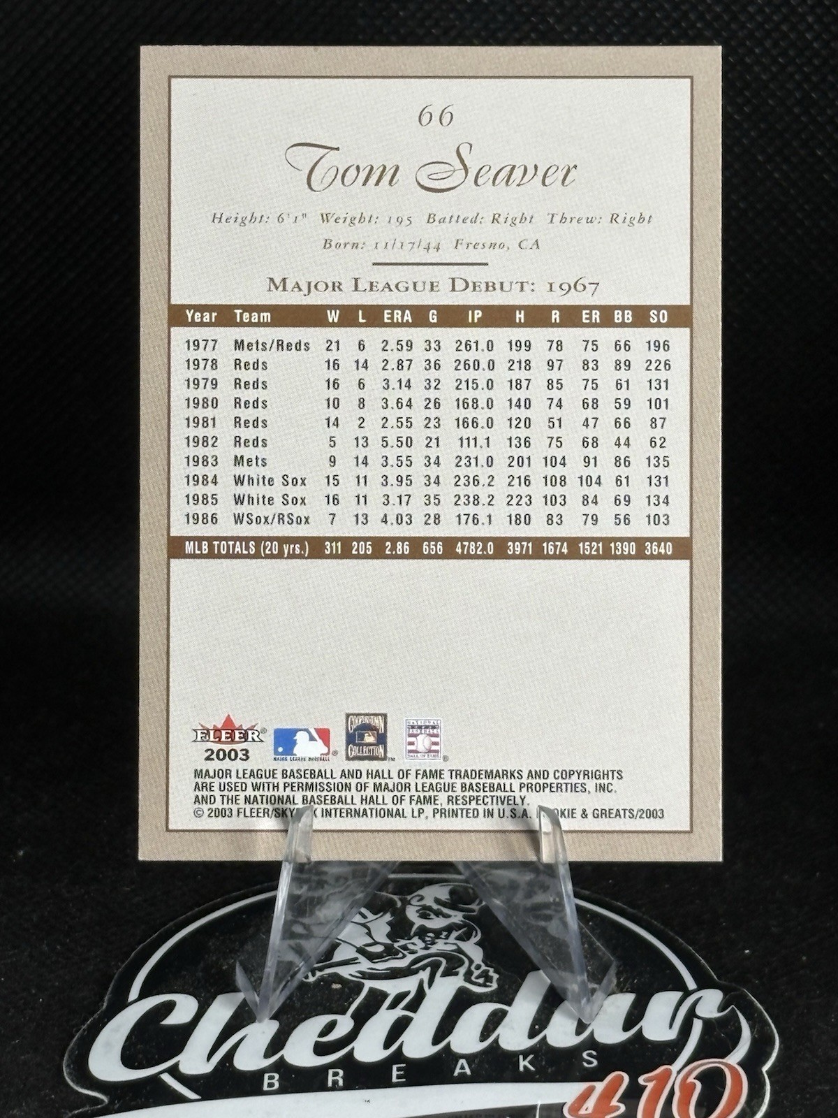 2003 Fleer Rookies & Greats Tom Seaver #66 New York Mets HOF Legend SP