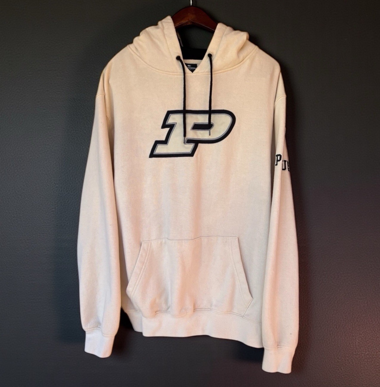 Purdue Boilermakers Colosseum Embroidered Hoodie Mens XL Beige NCAA EUC