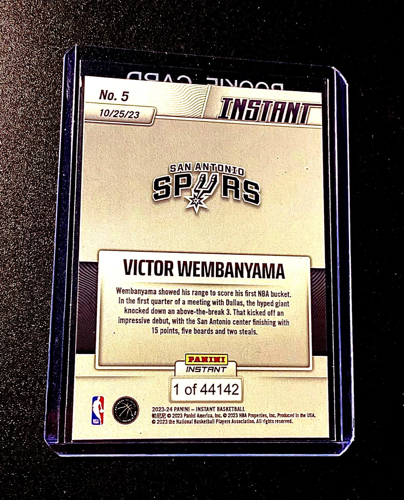 Victor Wembanyama Rookie /44142 SP 2023 Panini Instant RC Logo San Antonio Spurs