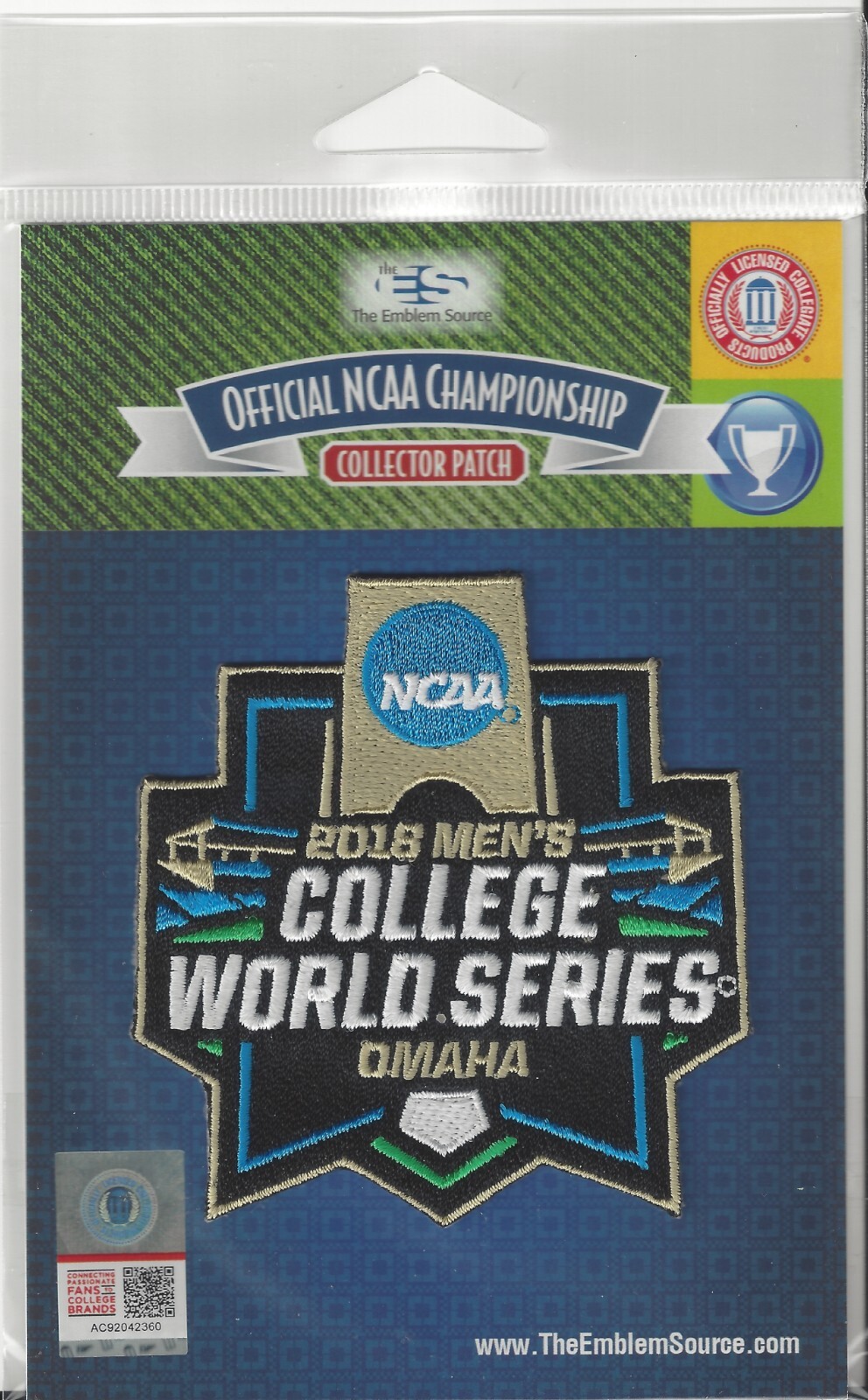 2018 NCAA Men’s College Baseball World Series Patch Iron Oregon St Arkansas Pkg