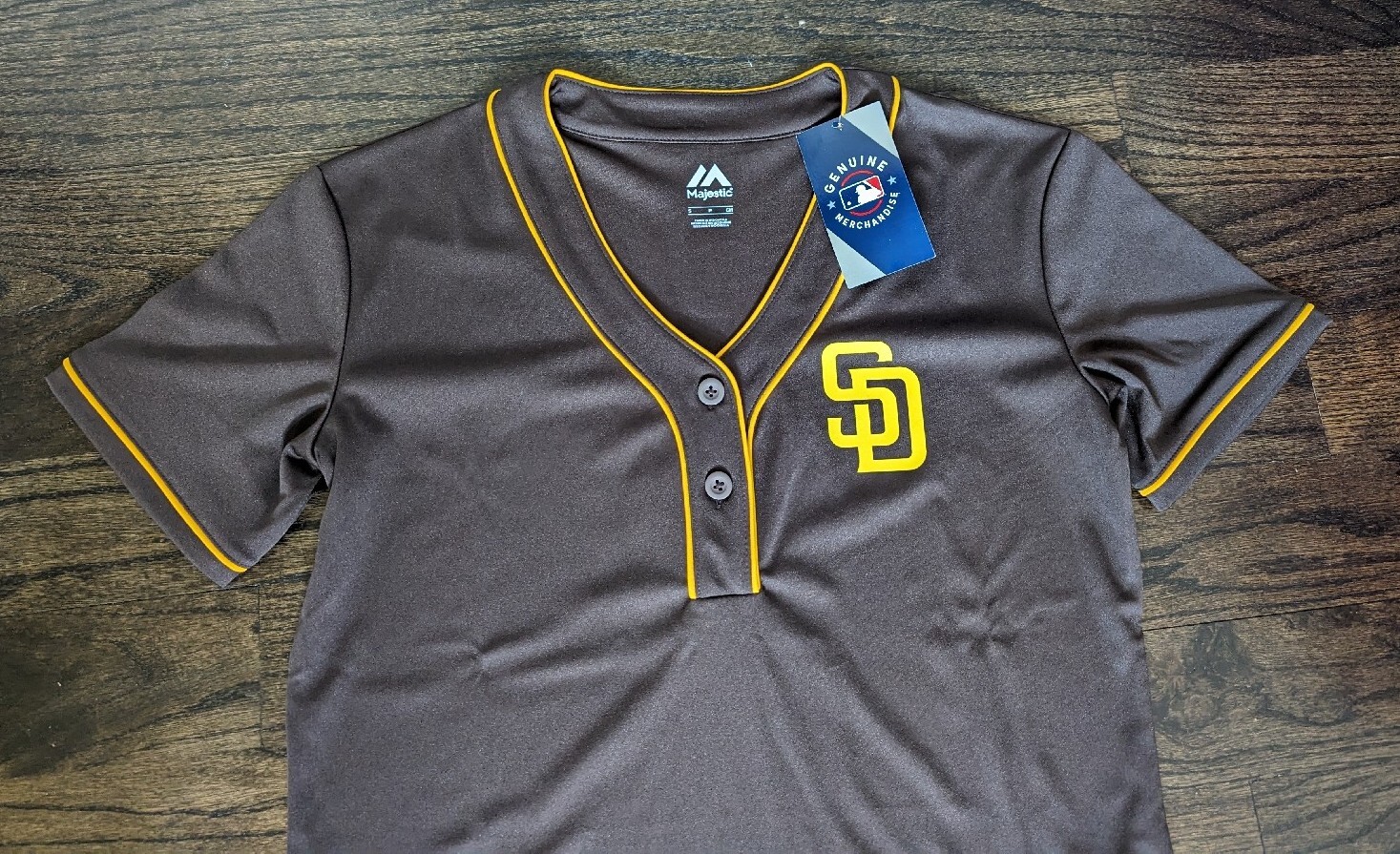 Womens Majestic San Diego Padres Two Button Pullover Jersey Brown Multiple Sizes