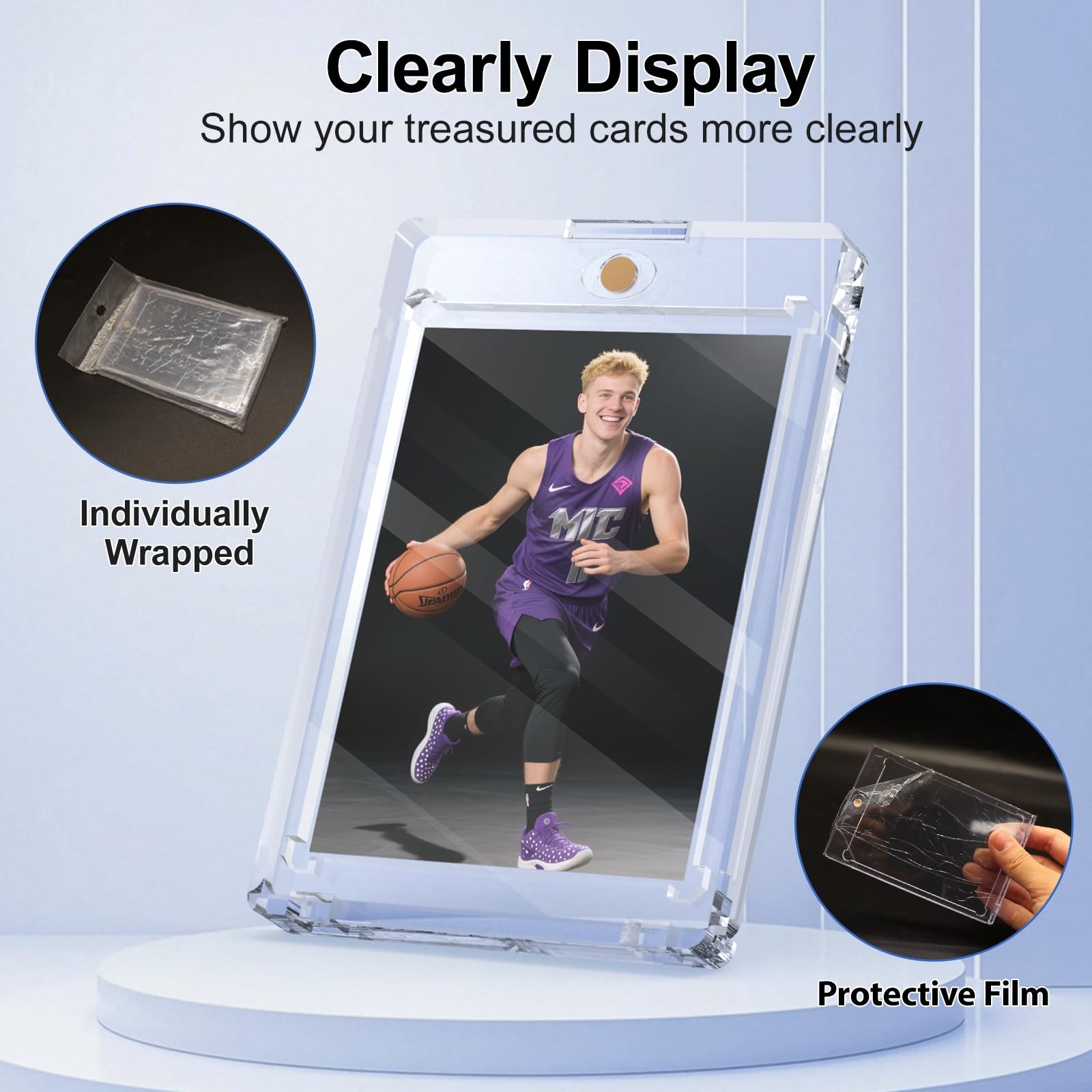 50 Pack Trading Card Holder, Single Card Case, Hard Plastic Protector Cover