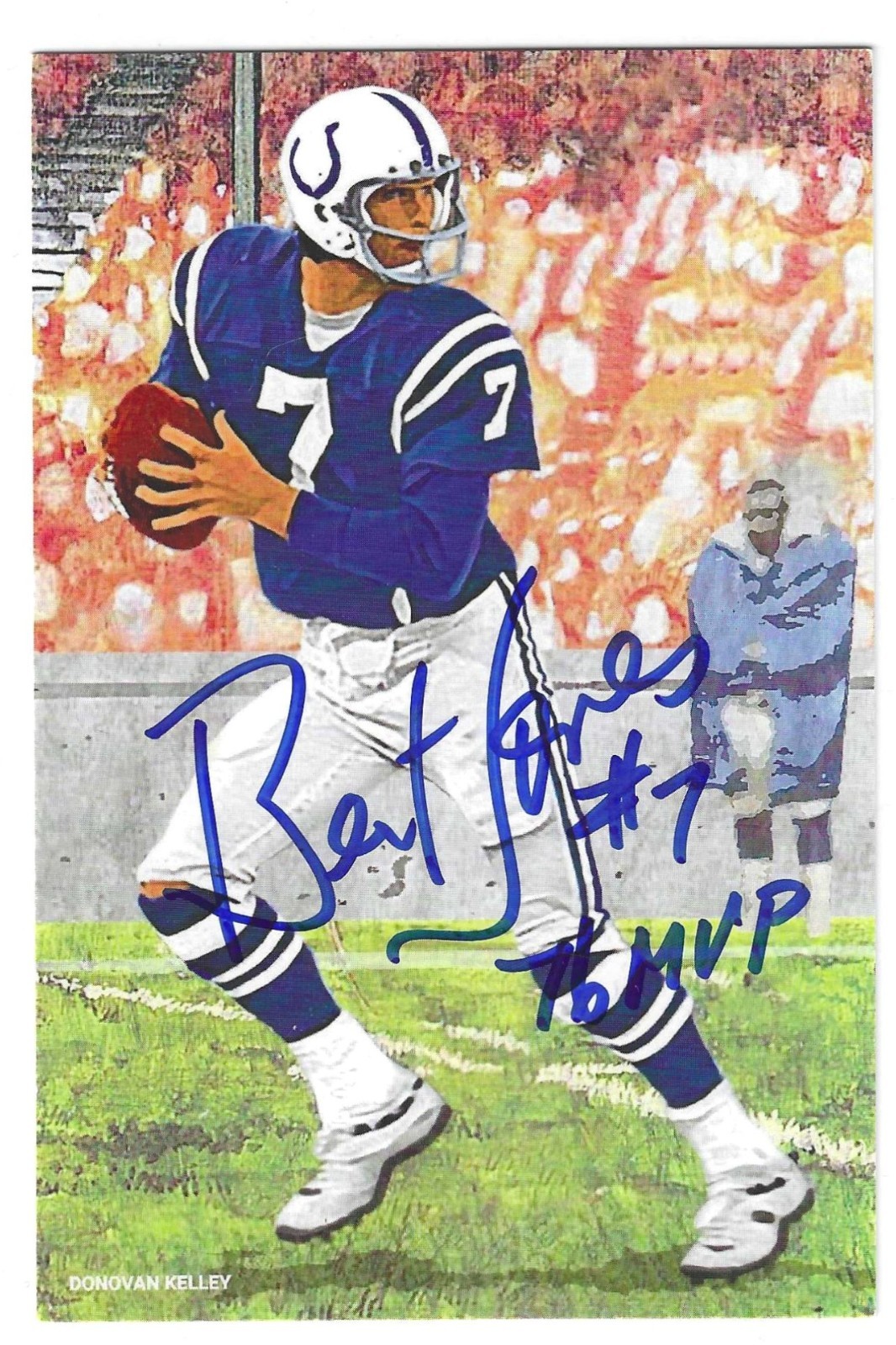 Autographed BERT JONES “76 MVP” Baltimore Colts Custom 4×6 Art card w/COA