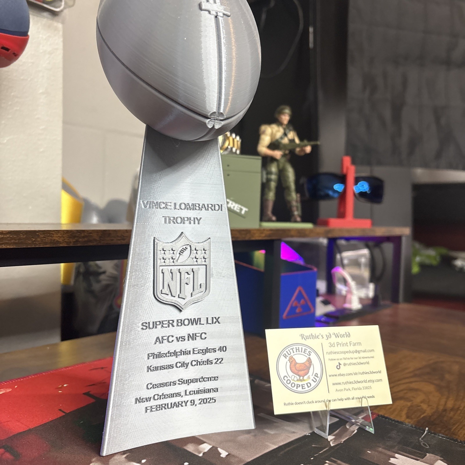 Super Bowl LIX Championship Trophy – 3D Printed Football Fan Display (59)