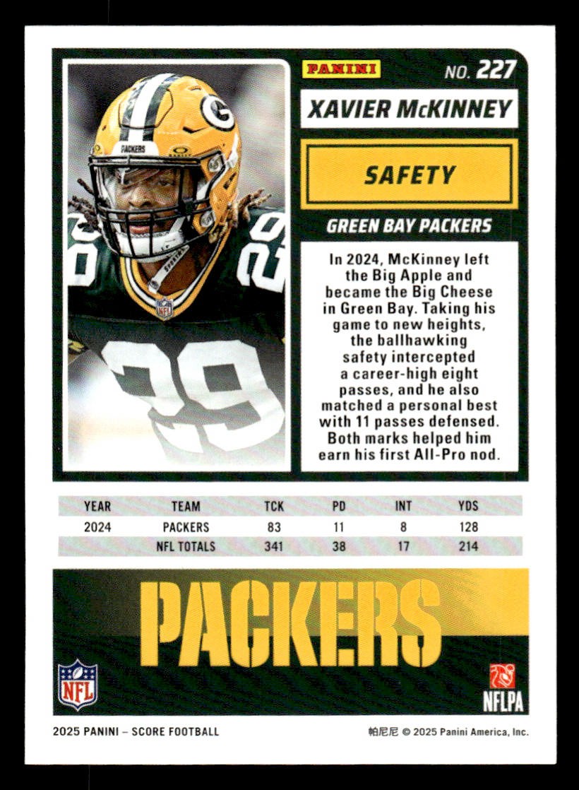 2025 Score-A-Treat #227 Xavier McKinney Card Green Bay Packers