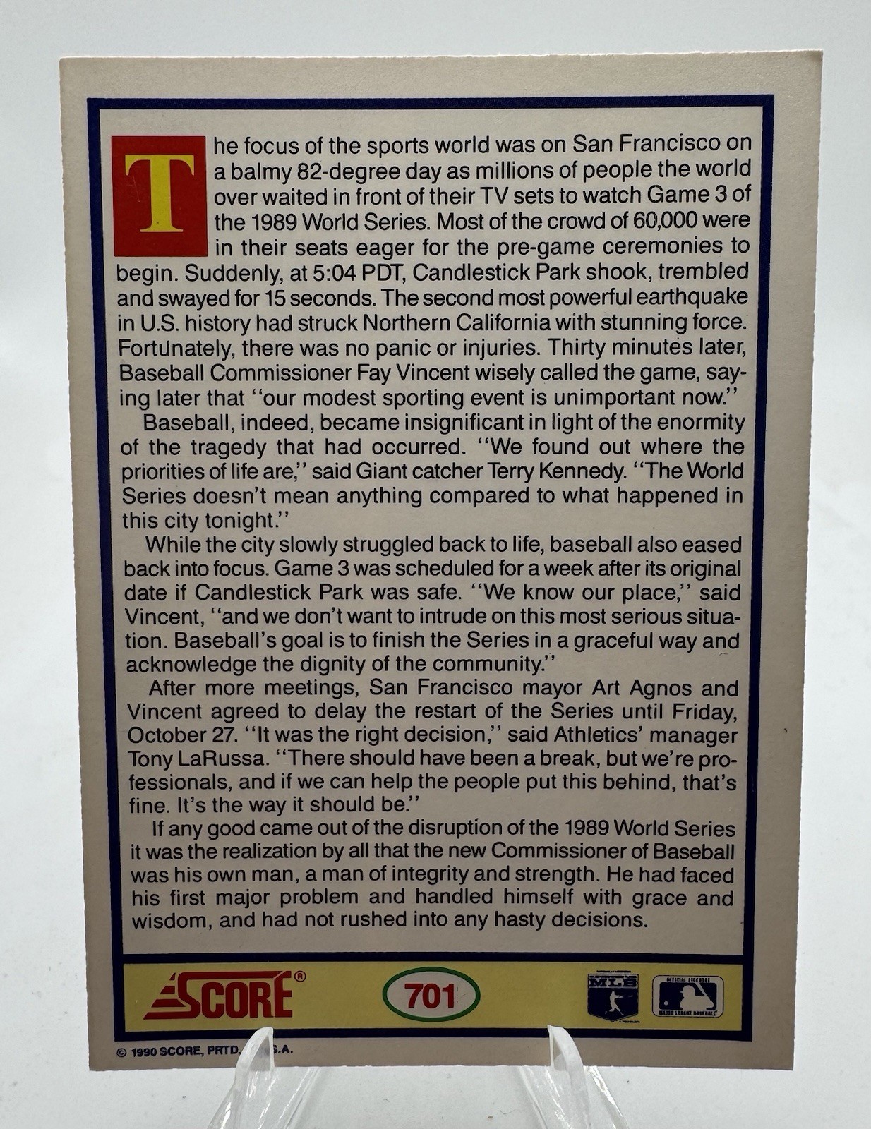 1990 Score #701 Lights Out: Candlestick San Francisco Giants (;)
