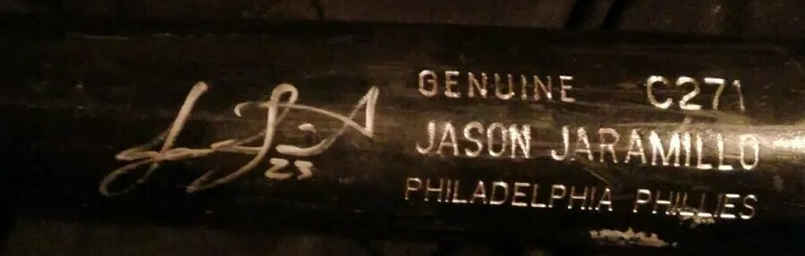 Jason Jaramillo Signed & Game Used Phillies Bat C271