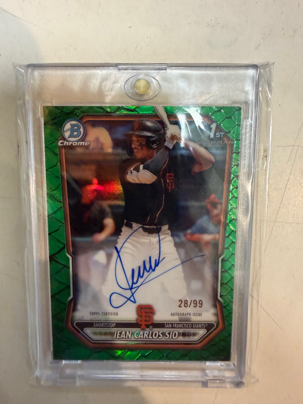 Jean Carlos Sio Chrome Prospect Autographs Reptilian Green Refractors #/99