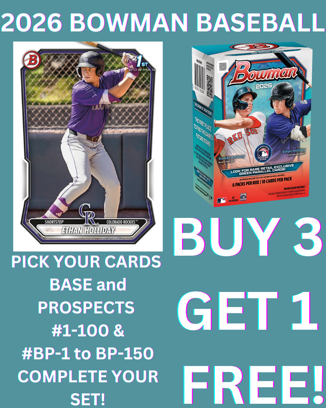 2026 Bowman Baseball BASE and PROSPECTS #1-100 #BP-1 to BP-150 You Pick! PRESALE