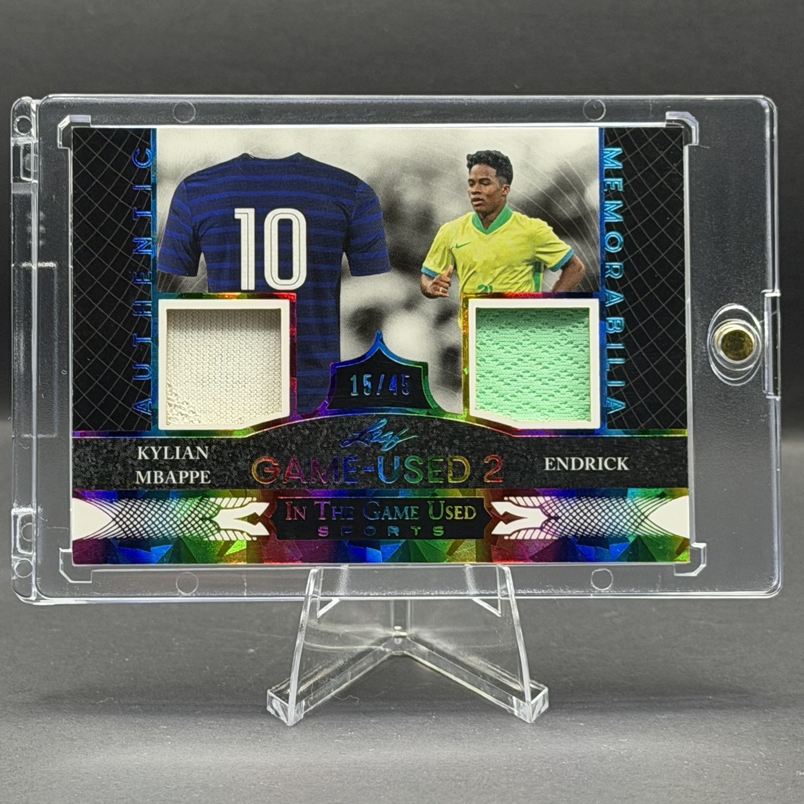 2024 Leaf In The Game Used Sports Dual Memorabilia KYLIAN MBAPPE & ENDRICK 15/45