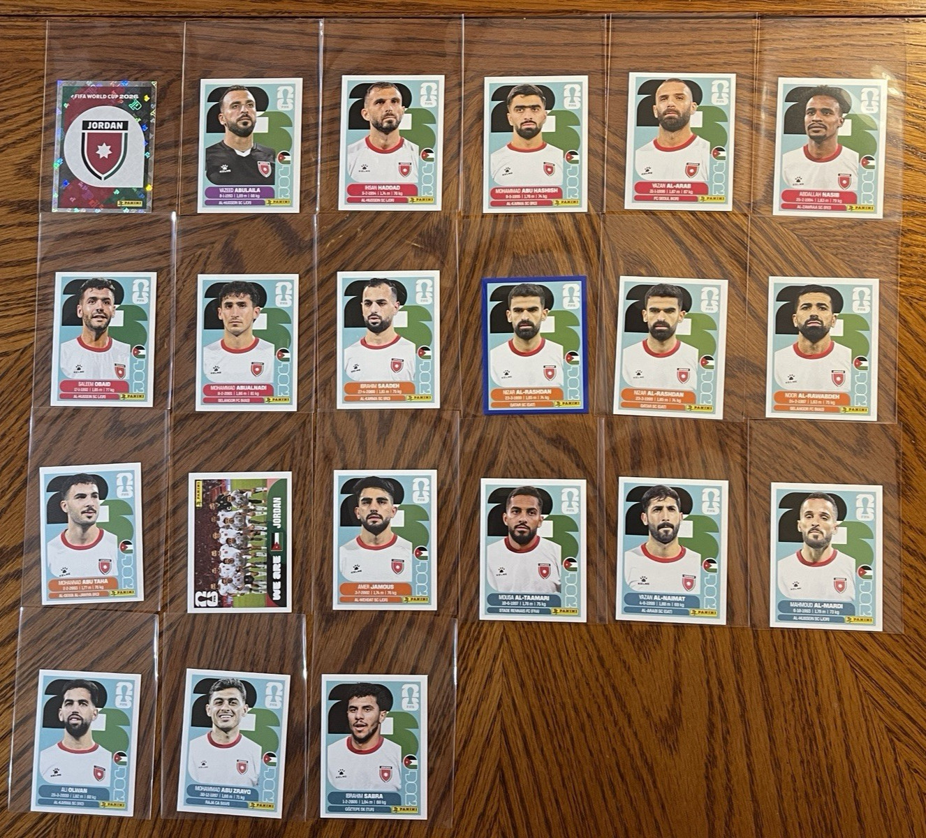 Jordan 1-20 Complete Panini World Cup 2026 Stickers + 1 Blue Parallels