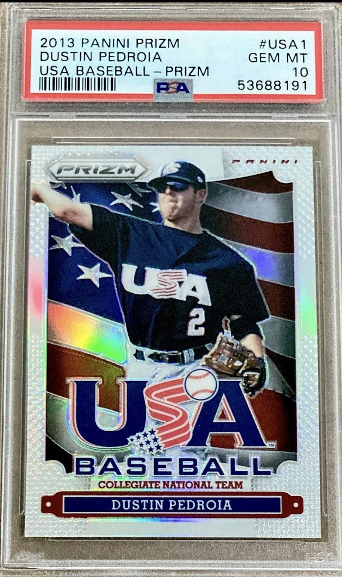 2013 Panini Prizm #USA1 Dustin Pedroia USA Baseball PSA 10 Gem Mint Silver Prizm