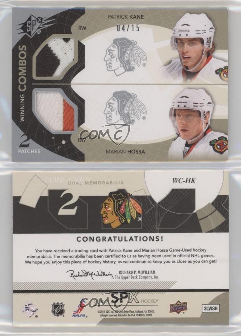 2010-11 SPx Winning Combos 4/15 Patrick Kane Marian Hossa #WC-HK Patch HOF 1pc9