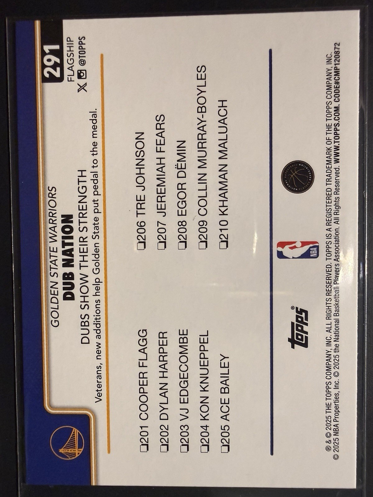2025-26 Nba Topps Basketball – Dub Nation #291 Season Tip Off Parallel