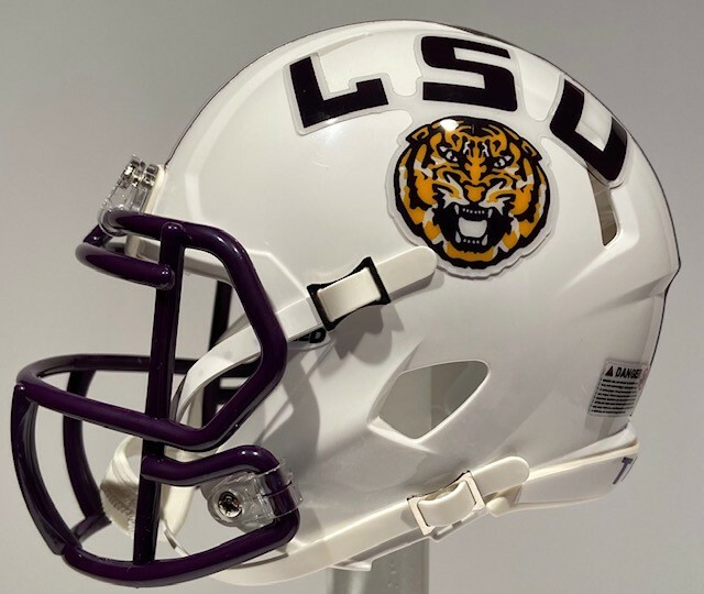 LSU TIGERS CUSTOM MINI WHITE(AWAY) FOOTBALL HELMET JA’MARR CHASE OR ANY PLAYER #