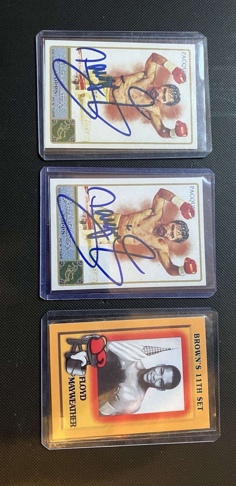 Two Signed Manny Pacquiao + Floyd Mayweather Jr. Rookie Card