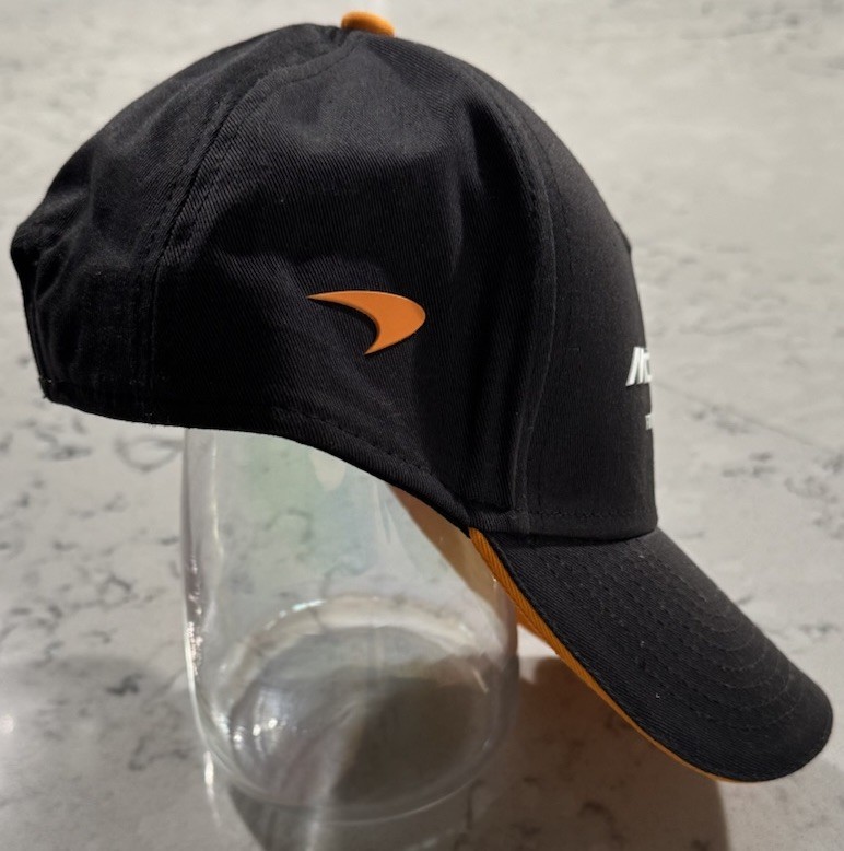 McLaren Formula 1 Team Snapback Hat Black Orange Chrome Logo Adjustable Cotton