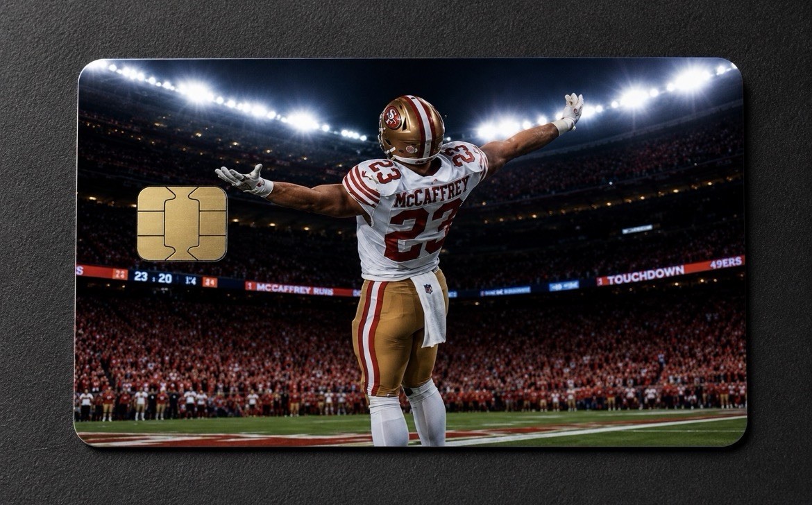 Christian McCaffrey San Francisco 49ers Credit Card Skin – Premium Vinyl Sticker