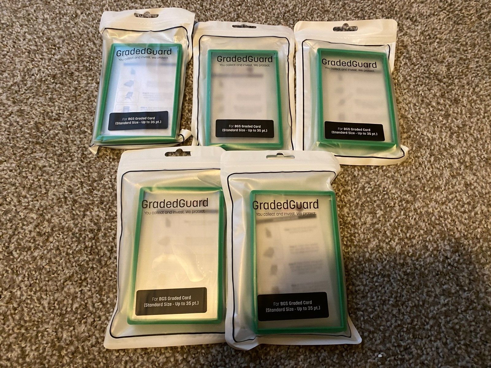 Lot of 5, GradedGuard Graded Card Protective Case for BGS – Up to 35 pt. Green